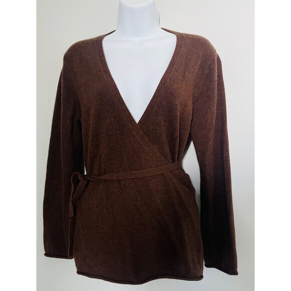 Garnet Hill Womens Brown Cashmere Wrap Sweater Size M - Picture 1 of 6
